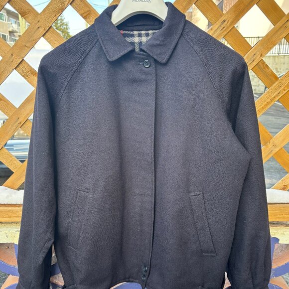 Vintage Burberry England Navy Blue Wool Blouson Zip Jacket Nova Check - 10 - Picture 11 of 16